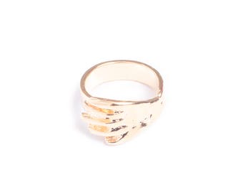 Tiny Hand Pinky or Midi Ring Handcrafted in 14k Yellow, White, Rose Gold Hypoallergenic Statement Ring