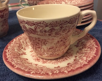 Vintage EIT English Ironstone Tableware England Pink and White Vintage EIT English Ironstone Tableware England Pink and White