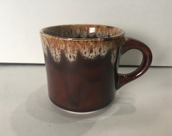 Vintage Brown Drip Pottery Mug Made In USA Collectible Restaurant ware