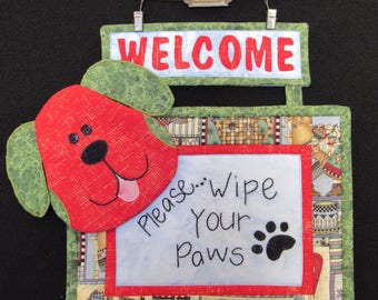 A "Doggy" Welcome Quilted Wall hanging - Patchwork bienvenue de chien