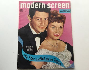 Modern Screen Magazine July 1955 - Cover Eddie Fisher and Debbie Reynolds - Vintage Movie Magazine - Inside Frank Sinatra & Ava Gardner