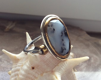 Sterling Silver Ring, Dendritic Opal Ring, Gemstone Ring, MineJewellery