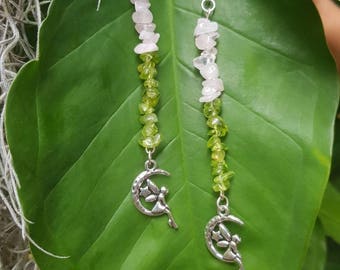 Moon Fae - Peridot and Rose Quartz earrings