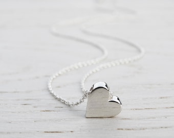 Silver Heart Necklace, Solid Sterling Silver