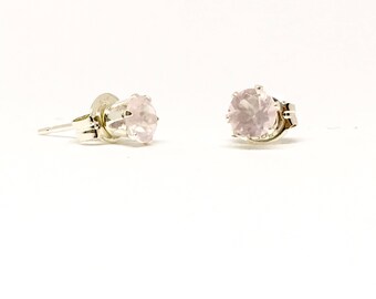 4mm Rose Quartz and sterling silver stud earrings, gemstone studs