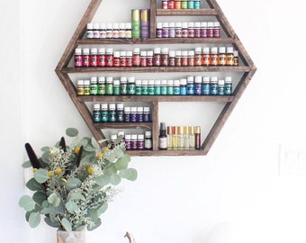 Large Hexagon Shelf, Essential Oil Shelf, Geometric Shelf, Floating Shelf