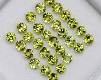 8.13 CTS Natural Peridot Round Cut 3 mm Lot 55 Pcs Lustrous Green Loose Gemstones