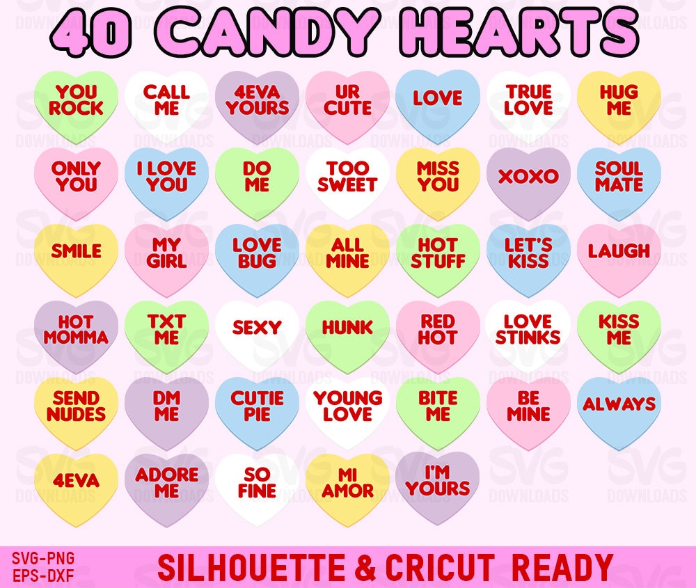 Candy Hearts SVG Valentine SVG Valentines Day Candy