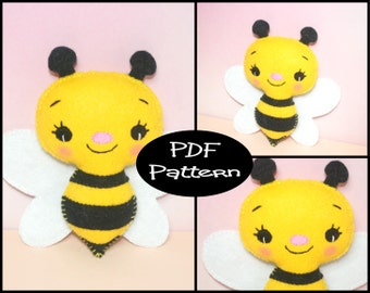 PDF Pattern - Bumble Bee, Felt Doll Pattern, Felt Bee, Sewing Pattern, Doll Tutorial, Bee Plush, Bee Toy, Felt Mascot, Felt Insect, Felt Toy