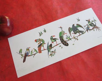 Vintage Mahjong Birds on a Branch Print