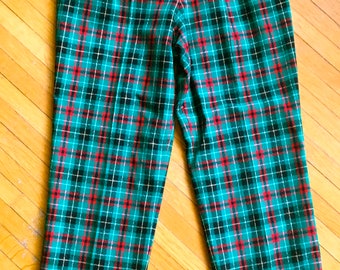 1980's PENDLETON Classic Virgin Wool PLAID PLEATED pocketed pants size 28" waist fully lined