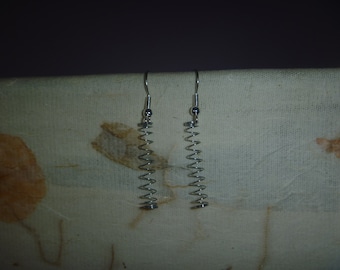 metal spring earrings, ecofriendly spiral dangle earrings