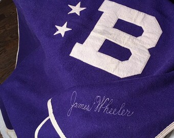 1950's Stadium Blanket, Wool Letterman Blanket