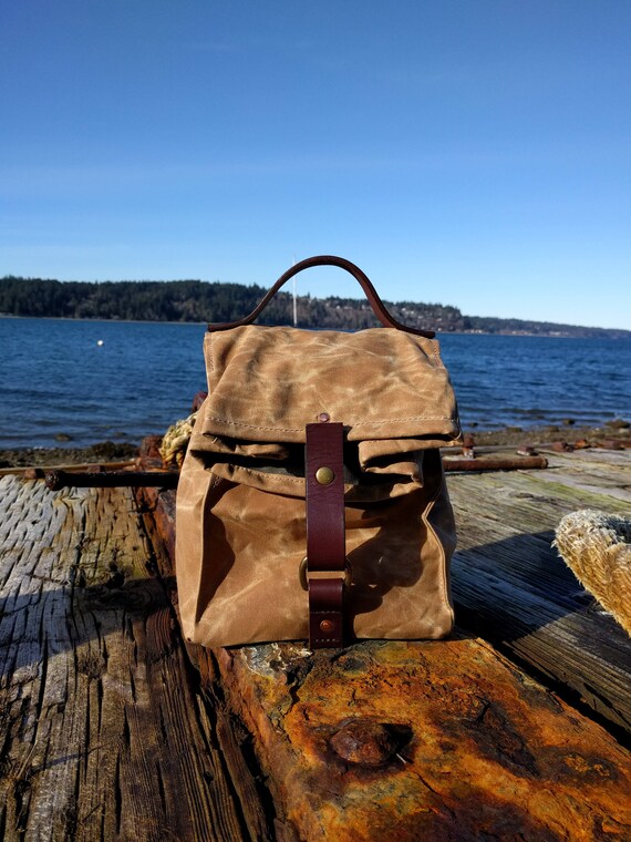 Field Tan Waxed Canvas Cordura and Leather Insulated Lunch