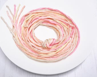 Hand dyed Silk Cords - 6 pastel silk cords - ivory peach lemon - silk strings