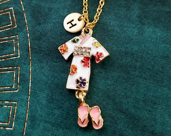 Kimono Necklace Geisha Necklace Japanese Jewelry Japanese Necklace Japan Travel Gift Geta Necklace Personalized Jewelry Initial Necklace