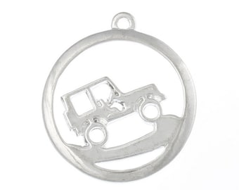 Off Road Vehicle/Jeep - Set of 2 Charms - Bright Silver - #O123 - BACK in STOCK
