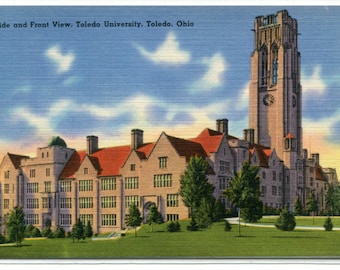 Toledo University Campus View Ohio linen postcard
