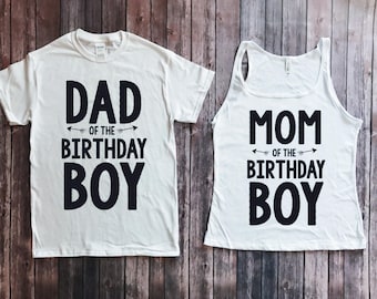 Mom and dad of birthday boy- standard version, matching parents shirts, matching family shirts, birthday boy shirt, parents of birthday boy