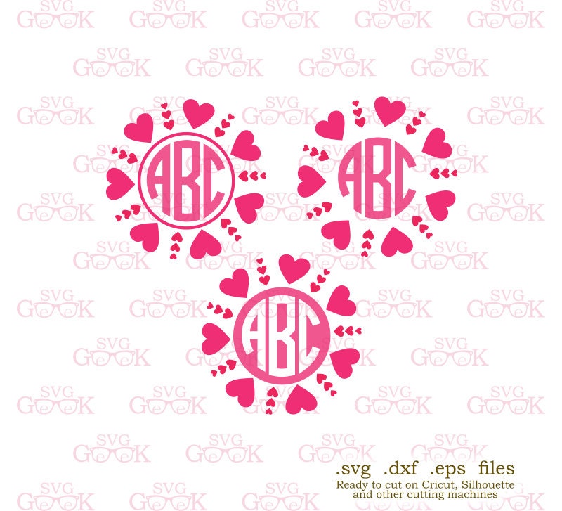 Download Valentines Day SVG Heart Circle Monogram Frames SVG Hearts