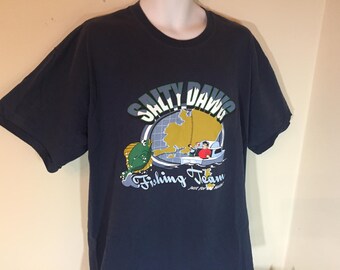SALTY DAWG FISHING Team just for the Halibut T-Shirt Adult Xl z