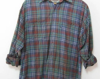Vintage Men's Size L SONOMA Plaid Flannel Long Sleeve Shirt 2 Perfectly Matched Pockets Boyfriend Shirt Tomboy Shirt See Detai