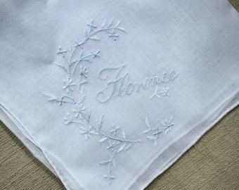 Vintage White Hanky with Florence in one Corner - Handkerchief Hankie
