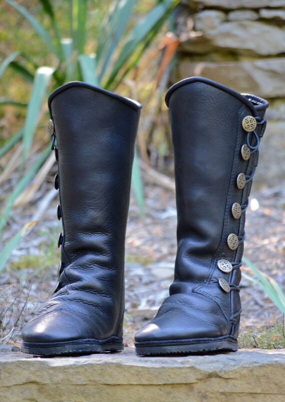 black moccasin boots knee high