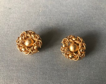 Super cute intricate gold clip-on earrings