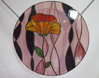stained glass suncatcher with flower