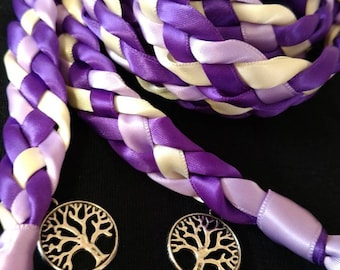 Purple, Lavender, and Ivory Handfasting Ceremony Braid- Tree of Life- 6 or 9 feet- Wedding- Braided Together- Handfasting- Fast Shipping