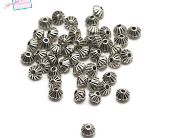 50 pearls "4, 5 x 3, 5 mm bicone", silver, 094