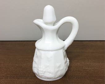 Vintage Westmoreland Paneled Grape Milk Glass Cruet - 4-3/4"