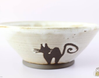Stoneware Bowl, illustrated by a cat silhouette