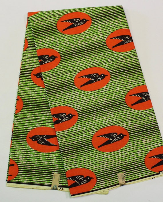 Orange Birds Fabric Flying Birds Ankara Fabric Bird African