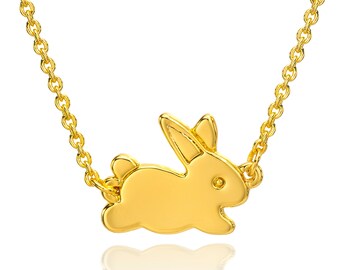 Rabbit necklace. Bunny Necklace. Rabbit Pendant. 24K Gold Plated