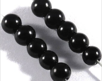 100 4mm black Czech glass pearls