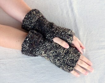 Fingerless Gloves Brown Knit Gloves FIngerless Mittens Brown Hand Warmers Mens fingerless gloves