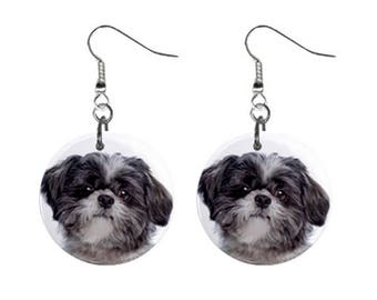 Funny LHASA APSO Face Dog Puppy Lovers Gift Collection Dangle Metal EARRINGS