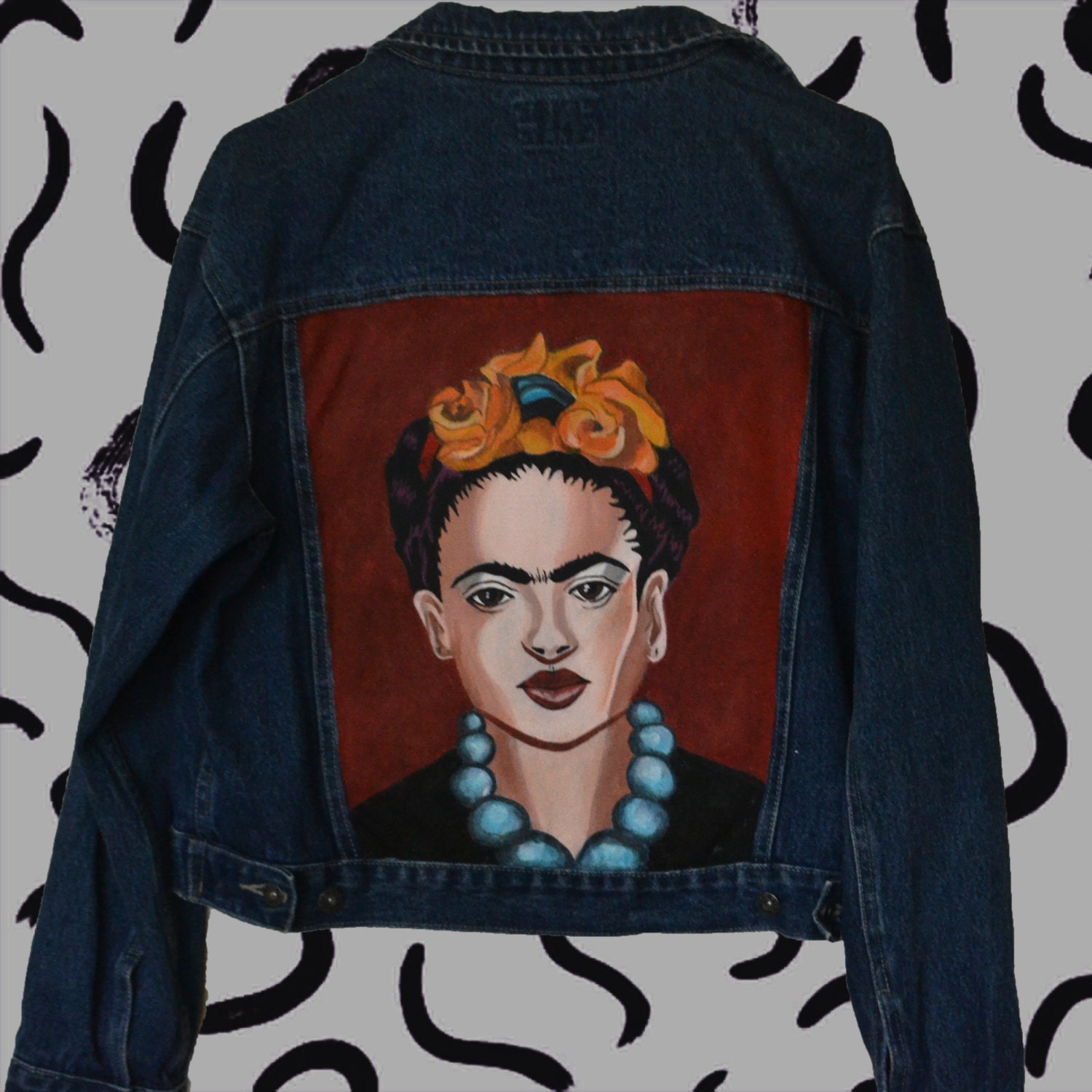 Frida Kahlo hand painted denim jacket painted clothing