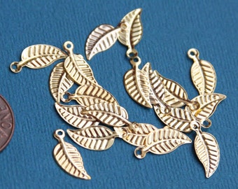 100 pcs of Gold plated leaf drop 14x6mm
