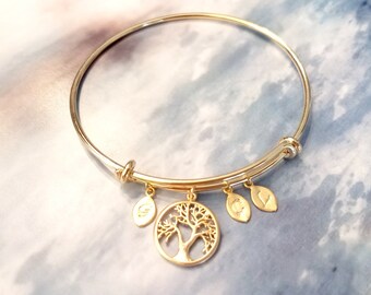 Personalized Bracelet Custom Birthstone Charm Bracelet For Mom, Grandmother Gratitude, Family Tree Bracelet,Personalized Bangle Mother Gift