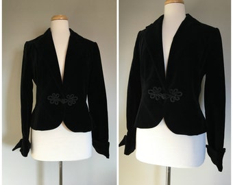 Vintage BLACK VELVET JACKET/size Small-Medium