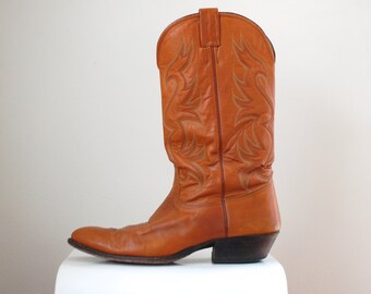 Burnt Orange Cowboy Boots/ Nocona Western Boots/ UT Longhorn Boots/ Men's Size 10 1/2 D
