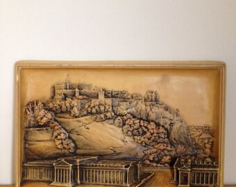 Vintage Osborne Ivorex Plaque Edinburgh Castle and National Gallery