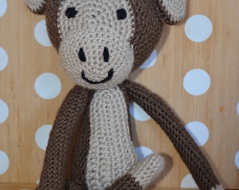 Crocheted amigurumi monkey stuffed animal toy
