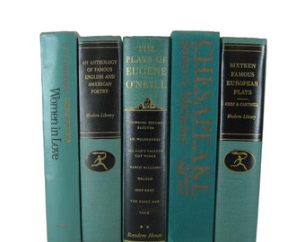 Apartment Decorating, Green Vintage Books , Vintage Wedding Decor, decorative books , old books , vintage book bundles