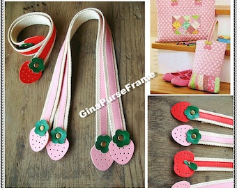 1pair-Strawberry / Apple Leather handles purse bag handles (red/pink color-4types for choice)