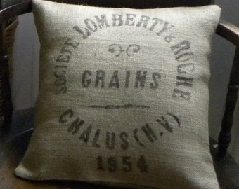 Burlap (hessian) replica French grain sack pillow cover