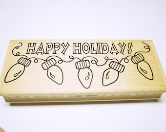Happy Holidays Word Quote Christmas Stamps Rubber Stamp Supplies Card Making Scrapbooking Unused Christmas Stamp Word Quote CHRISTMAS STAMPS